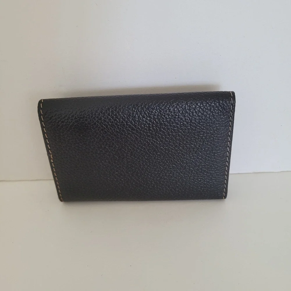 Dunhill Black Pebbled Leather 6 Hook Key Case Gold Tone Hardware Wallet